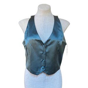 Jason Wu NWT Green Satin Vest Waistcoat Women's Large